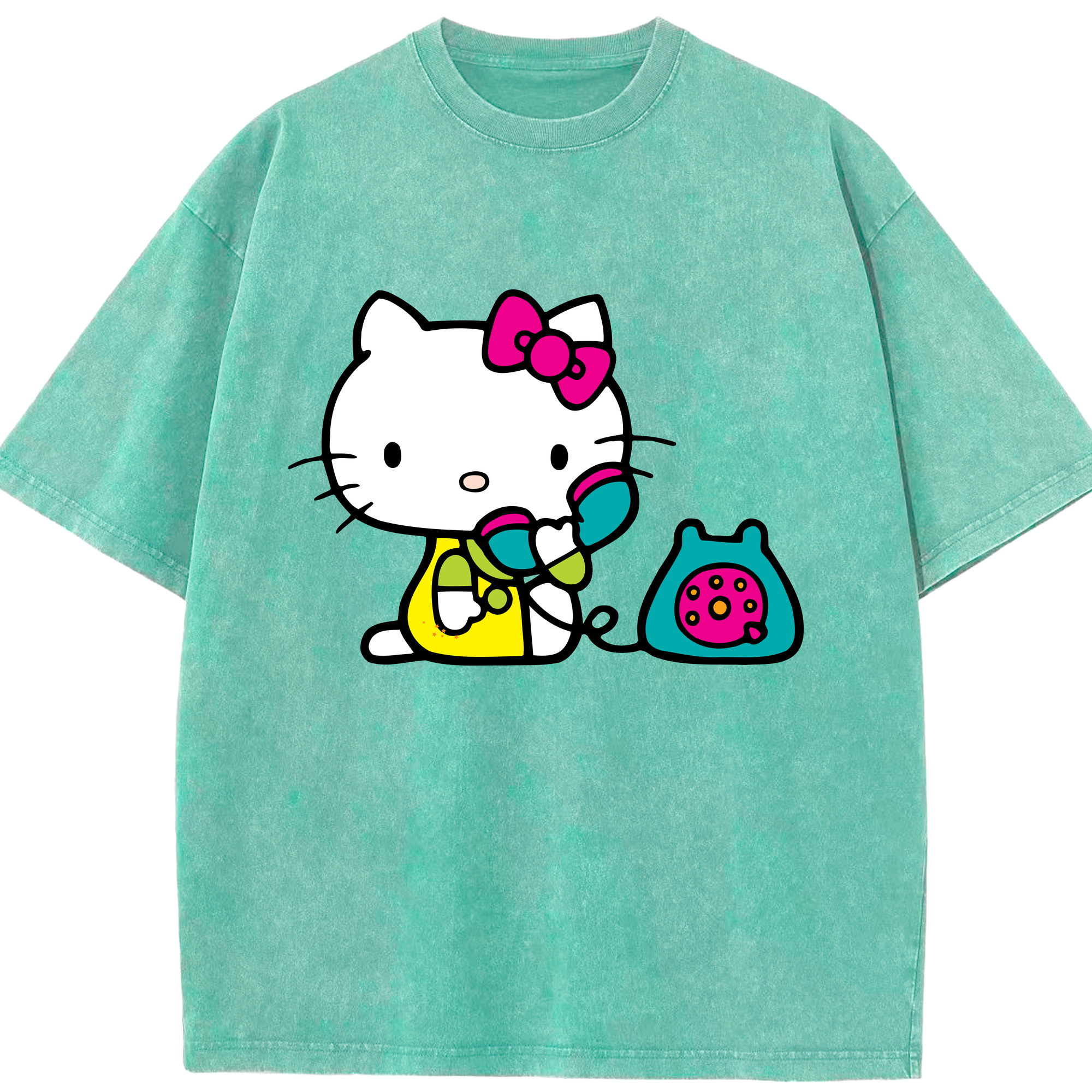 （画像用） Hello Kitty ハローキティ 綿100% ヴィンテージ風 半袖Tシャツ（フロントプリント）